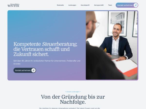Bildschirmfoto von Projekt winter-steuerberater.de